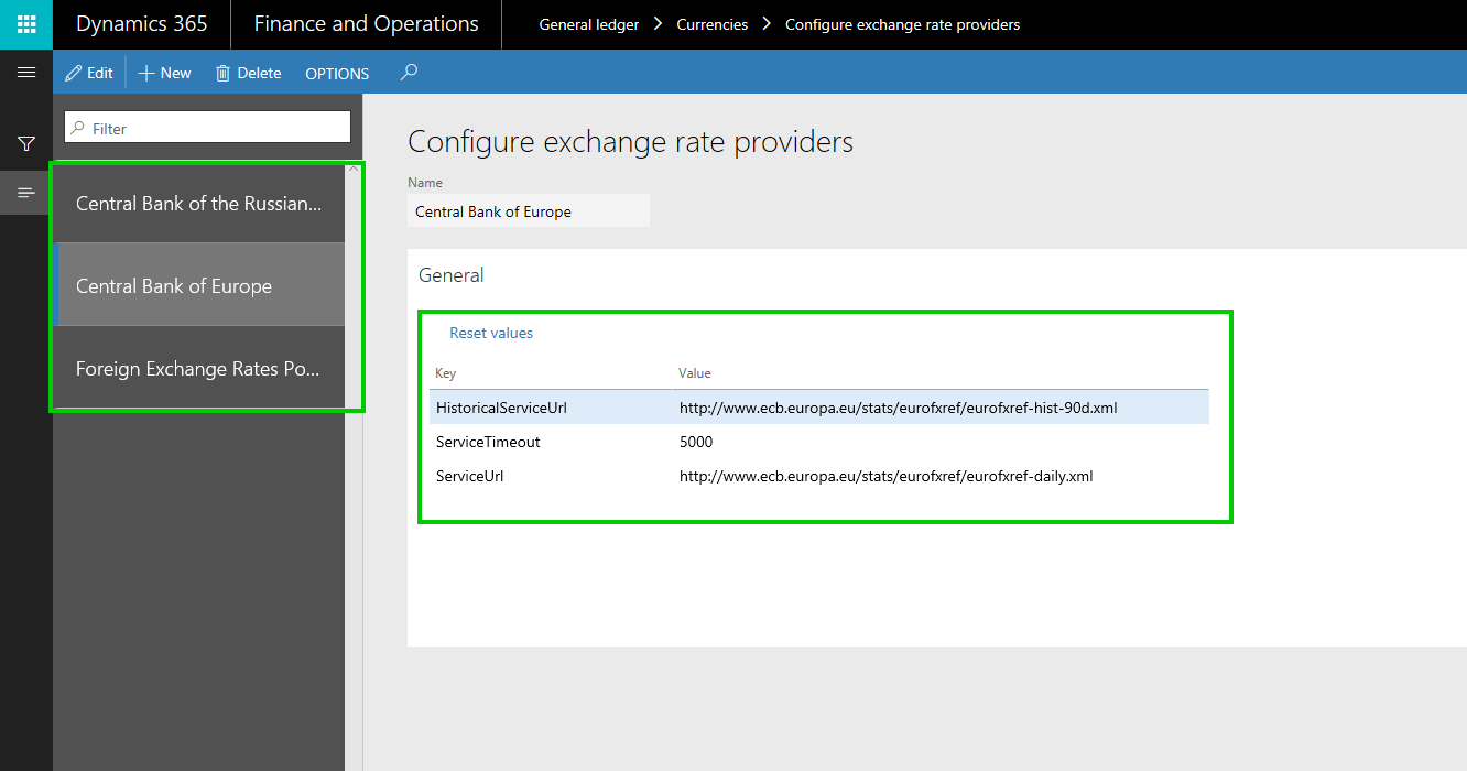 Exchange Rate Providers Config